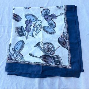 Oroton 100% Silk Musical Instruments Scarf, Violin Tuba Folk Musician Gift